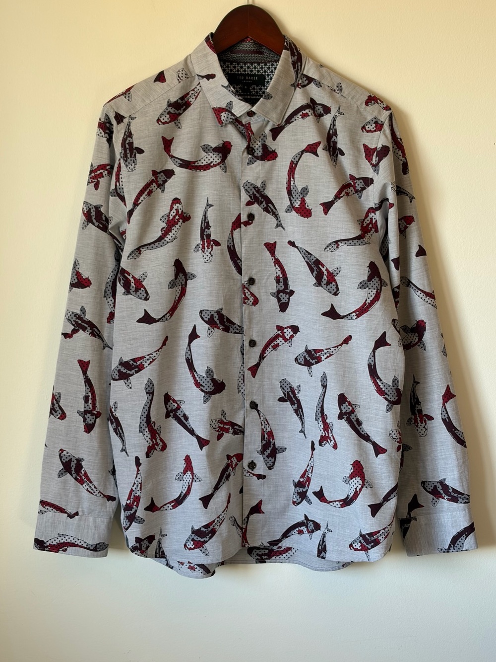 Ted Baker London Modern Slim Fit Koi Fish Print Sport Shirt - Ted size 4 (large)